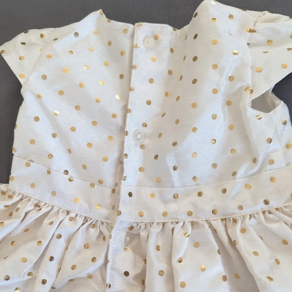 Carter's Baby Girls Bow Holiday Dress Cream Gold 9M